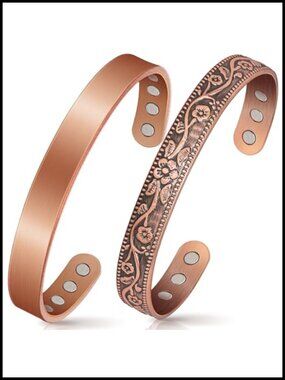 Copper Magnetic Bracelet for Pain Relief, 3500 Gauss Magnets, Adjustable